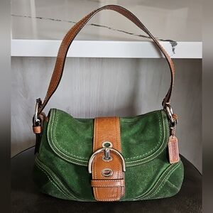RARE Coach Green Suede Soho Hobo Shoulder Bag Y2K